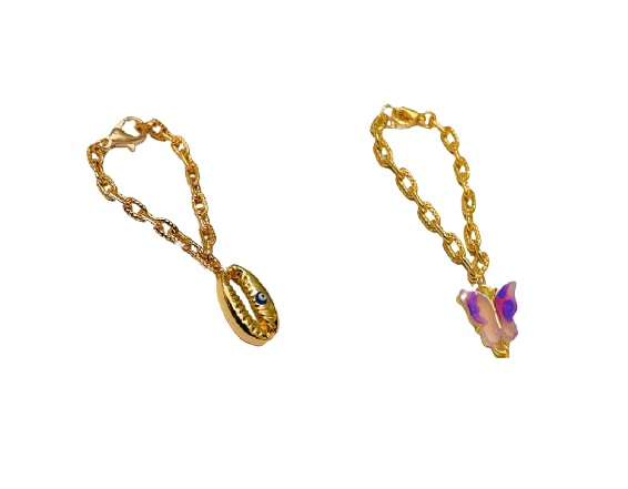 Morel Sturdy Rose Gold Watch Charm of Evil Eye Shell and Pink Butterfly Pendant, Watch Charm, Watch Accessories, Giftable for Wife, Sister or Friends Pack of 2 (B09ZH3PKCX) Amazon Price History, Amazon Price Tracker
