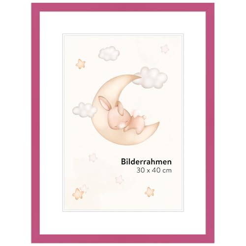 WANDStyle DIN A4 Bilderrahmen für Kinderzeichnungen, Pink Kinderbilderrahmen 21x30 cm, Bilderrahmen Kinder, Wechselbilderrahmen A4, Kinderzeichnungen aufbewahren, Rahmen - Made in Germany H950