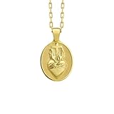 the roller stone - Sacred Heart with Cross Gold Plated Silver Necklace, Personaized Sterling Silver Christian Pendant, Religious Pendant for Mom, Birthday Gift