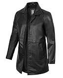 WD Distressed Brown Leather Long Coat For Men (XL)