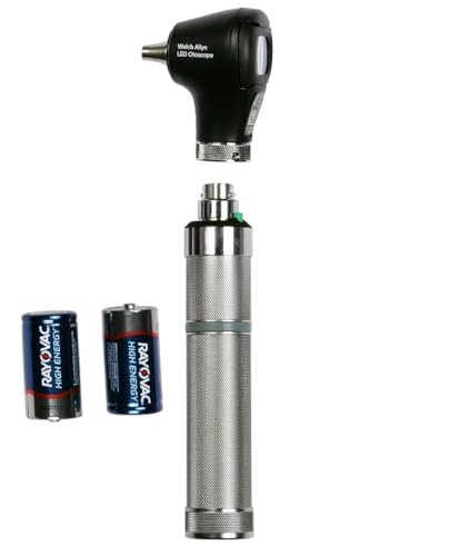 Image of EVRON Welch Allyn 3.5V Diagnostic LED Otoscope with Dry C Cell Handle | High Clarity Lens | ENT Examination Medical Device for Professional Ear Inspection | Durable Metal Design & Replaceable Battery