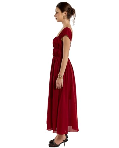 SIXDO G-Red Woven Flared Dress for Women 2025, Elegant Wardrobe Essential for Work and Seasonal Events L — view 4