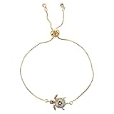 CLISPEED Pulsera Ajustable para Mujer con Charm de Tortuga Marina Detalle Circonita Joyería Veraniega Inspirada la Vida Oceánica Regalo Elegante para Amigas y Ocasiones Especiales