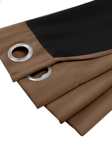 Image of Galaxy Home Decor Premium True Blackout Curtains for Long Door 10 Feet Long 100% Light Block | Thermal & Noise Insulation | Black Back Coating | Pack of 2 | Brown