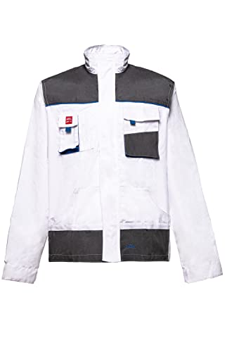 ART.MAS White Work Jacket for Men, Polyester & Cotton Material, Extra Warm, Adjustable, Cosy Work Safety, 6 Zip Utility Phone & Gadget Pockets (32/34 Inch - 50 EU White)