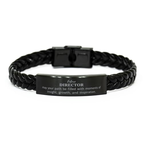 Future Director Gifts, May your path be filled with moments of insight, Graduation Gifts for New Director, Christmas Unique Braided Leather Bracelet For Men, Women, Friends