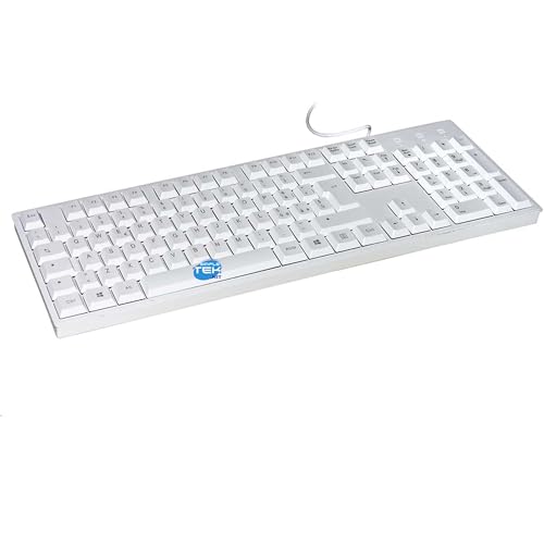 Clavier USB Plug and Play blanc touches AZERTY silencieuses