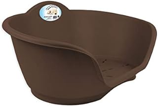 World of pets Dog bed basket pet cat puppy heavy duty plastic waterproof medium brown