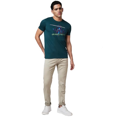 Image of Spykar Men's Slim Fit Round Neck Half Sleeve Solid Casual T-Shirt