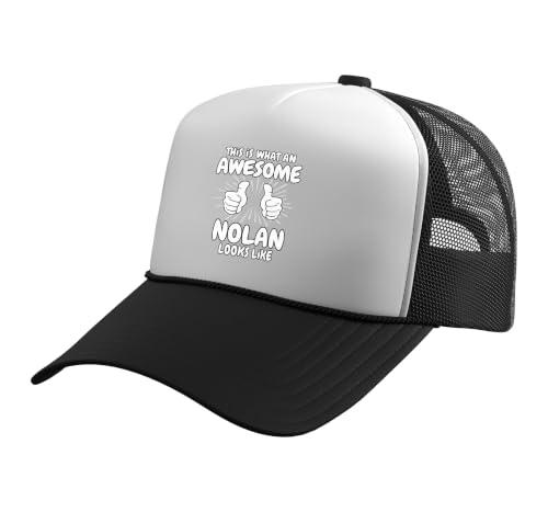Nolan Surname Awesome Nolan Last Name Nolan Trucker Hat with Adjustable Mesh Back, Black/White