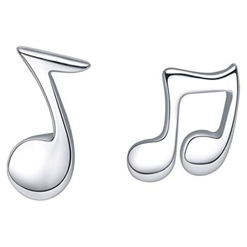 Pendientes de tuerca de plata de ley 925 con notas musicales Cover