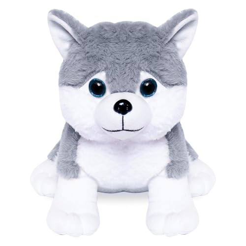 Image of Babique Plush Husky Dog Stuffed Animal Puppy Soft Toy, Adorable Gifts for Kids and Adult, Glitter Eyes Soft Toy, 32CM (Gray)