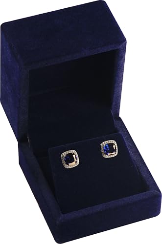 LAODA Luxury Velvet Stud Earring Box Multiple Use Necklace Pendant Earring Jewelry Gift Storage Holder Box(Jewelry not Included) (1 Navy Blue)