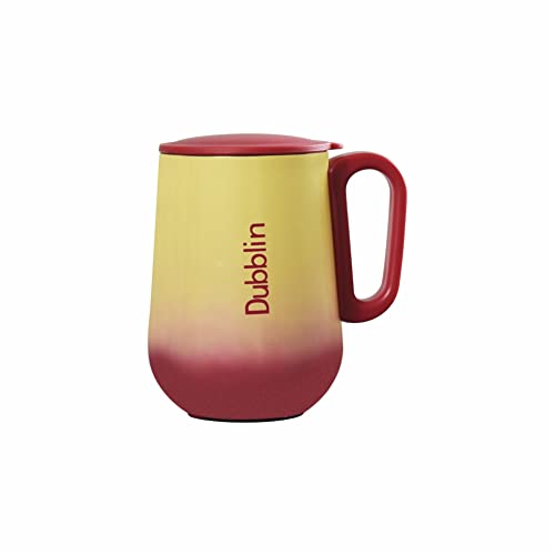 Image of DUBBLIN Rugby Stainless Steel Unbreakable Tea Coffee Mug Double Wall with Handle and Lid, Wide Mouth Mug Keeps Beverages Hot & Cold 270 ML Red