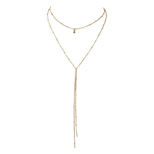 B Jewelry Delicate Knot Long Y Necklace, Gold-Tone Layered Pendant