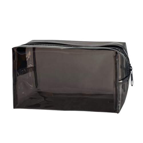 ONEART Portable Clear Cosmetic Bags Black, PVC Waterproof Makeup Bag,Travel Storage Toiletry Bag for Women,Storage Wash Bag with Zipper