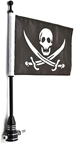 True Vision Motorcycle Black CNC Rear Side Mount Flag Pole Skull Flag Pirate flag Model_ID Siliconco76