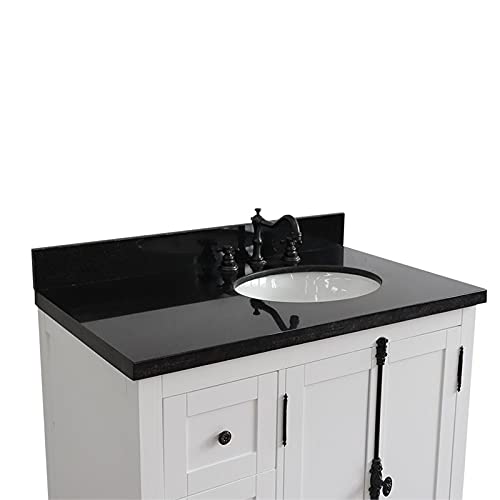 Plantation Solid Wood Vanity With Right Oval Sink In Glacier Ash/Black #TOP3