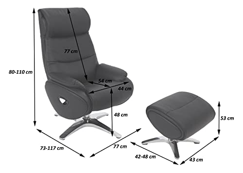 Relaxsessel mit Hocker HWC-K98, Fernsehsessel Sessel, Liegefunktion drehbar, Metall Echtleder/Kunstleder - braun – Bild 6