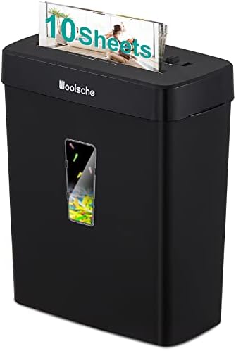 Paper Shredder, 10-Sheet Cross Cut with 3.43-Gallon Basket, P-4 Security Level,3-Mode Design Shred CD and Credit Card, Durable&Fast with Jam Proof System, Woolsche Paper Shredder for Home Office (ETL)
