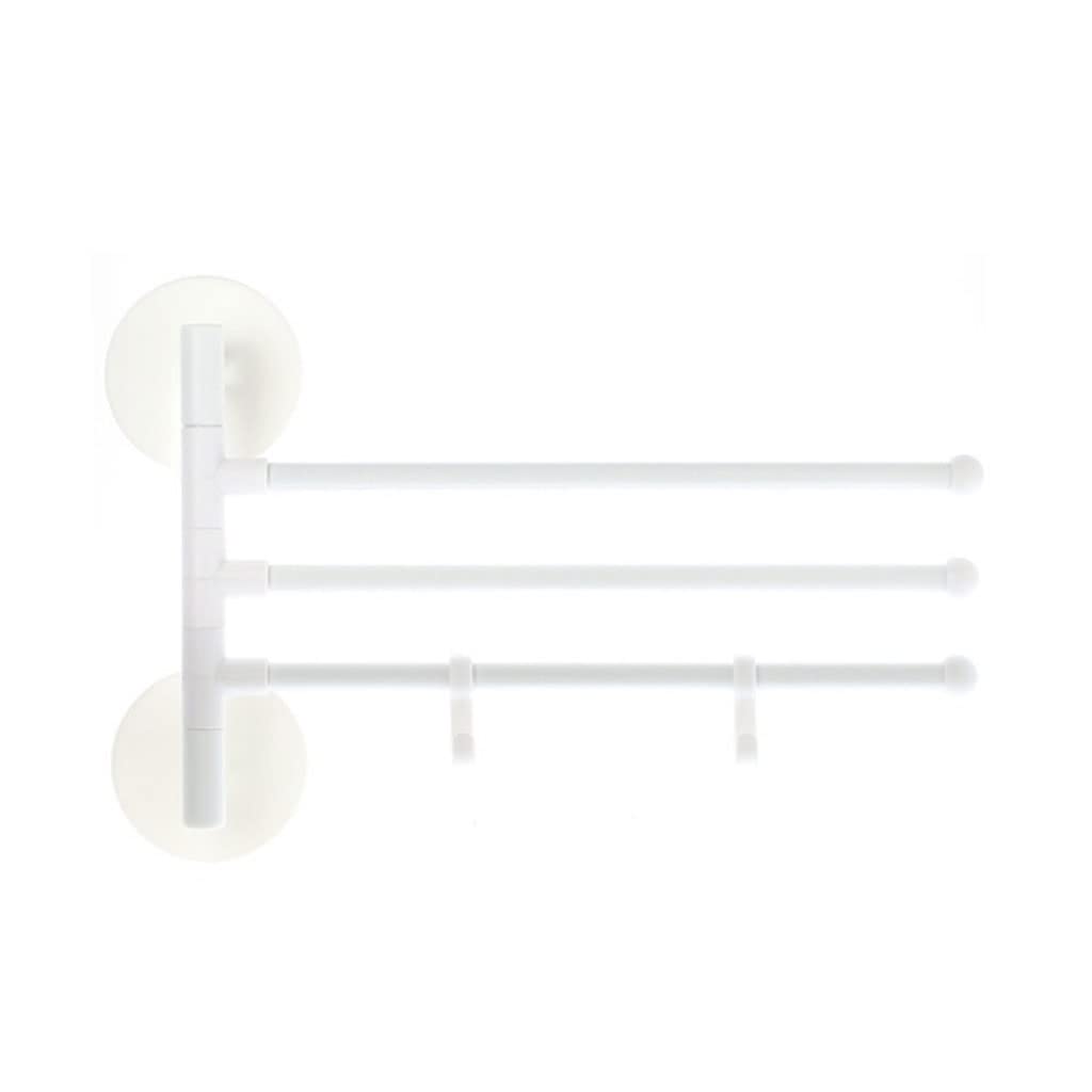 FGXHHS Towel Rail Shelf Bathroom Swivel Bar Hanger Swing Rack With Hook Self-adhesive Wall-Mounted Holder Bath Storage (Blue : B-white, Size 3 Bars)