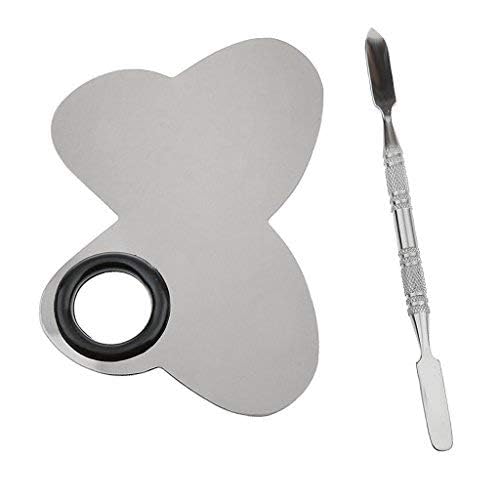 GENERIC Makeup Palette With Stainless Steel Butterfly Shape Spatula, Silver With Brush 100 g-image-43
