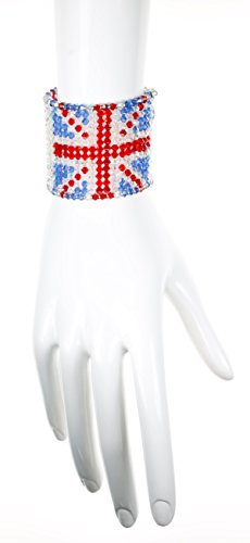 Karen Curtis Womens Swarovski Crystal British Flag Cuff Bracelet #TOP1