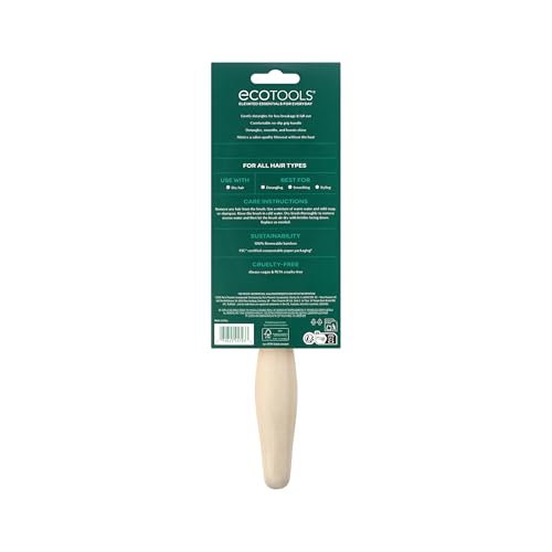 Image of EcoTools Dual Bristle Hair Brush, Faux Boar & Nylon for Detangling Smoothing & Shine, for All Hair Types, Daily Styling Brush, Bamboo Handle, Vegan & Cruelty-Free, 1 Count