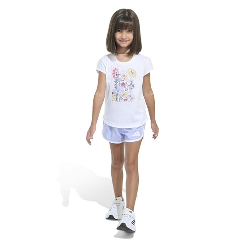 Image of adidas Girls' Cap Sleeve Tee Shirt and Woven Short Set