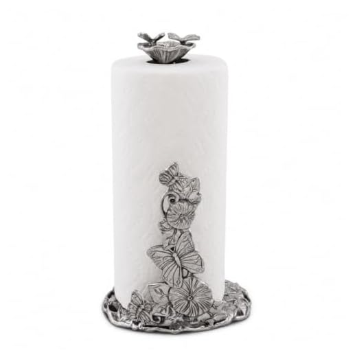 Arthur Court Aluminum Butterfly Garden Decorative Paper Towel Holder Metal Countertop 13 inch Standing Tall