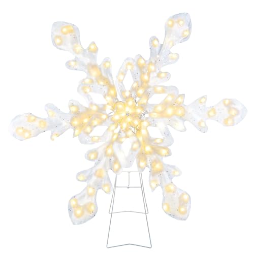 Mr. Christmas Twinkling LED Snowflake, Outdoor Christmas Decoration with Metal Easel and 4 Metal Stakes for Display, 35 Inches by Mr. Christmas - Used condition - US$23.04