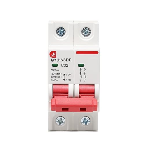 Disyuntor solar 2P DC con corte magnetotérmico de 63A para evitar arcos eléctricos en paneles