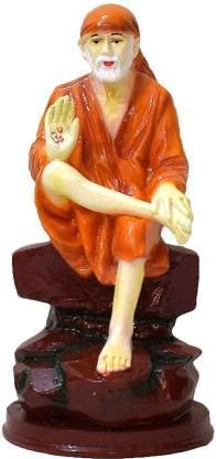 Sai Baba Ji Idol Sai Baba Statue God Statue God Idol sai Baba Ji Murti Sai Ram Idol Pooja Items (Orange) 8 inch
