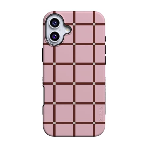 Casely iPhone 16 Case | Uptown Gridlock | Pink Checkerboard | Bold Protective Design | Compatible with MagSafe