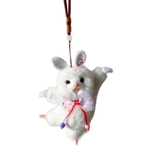 Asukohu Llaveros para mujer, llavero de juguete bailarín, colgante de animales de peluche, llavero con forma de conejo, llavero con forma de conejo de dibujos animados, adorno elegante para bolsa,