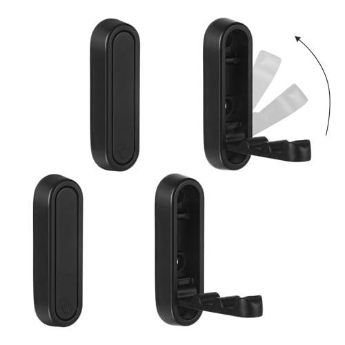 Qiuruoo 4PCS Invisible Folding Wall Hooks, Coat Rack Wall Mount, Foldable Clothes Hooks Can be Installed in Closets, Bedrooms, Bathrooms, Living Rooms, for Hanging Towels, Hats, Backpacks(Black)