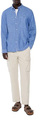 SPRINGFILED Camisa lino color, Camisa Hombre, blue, L