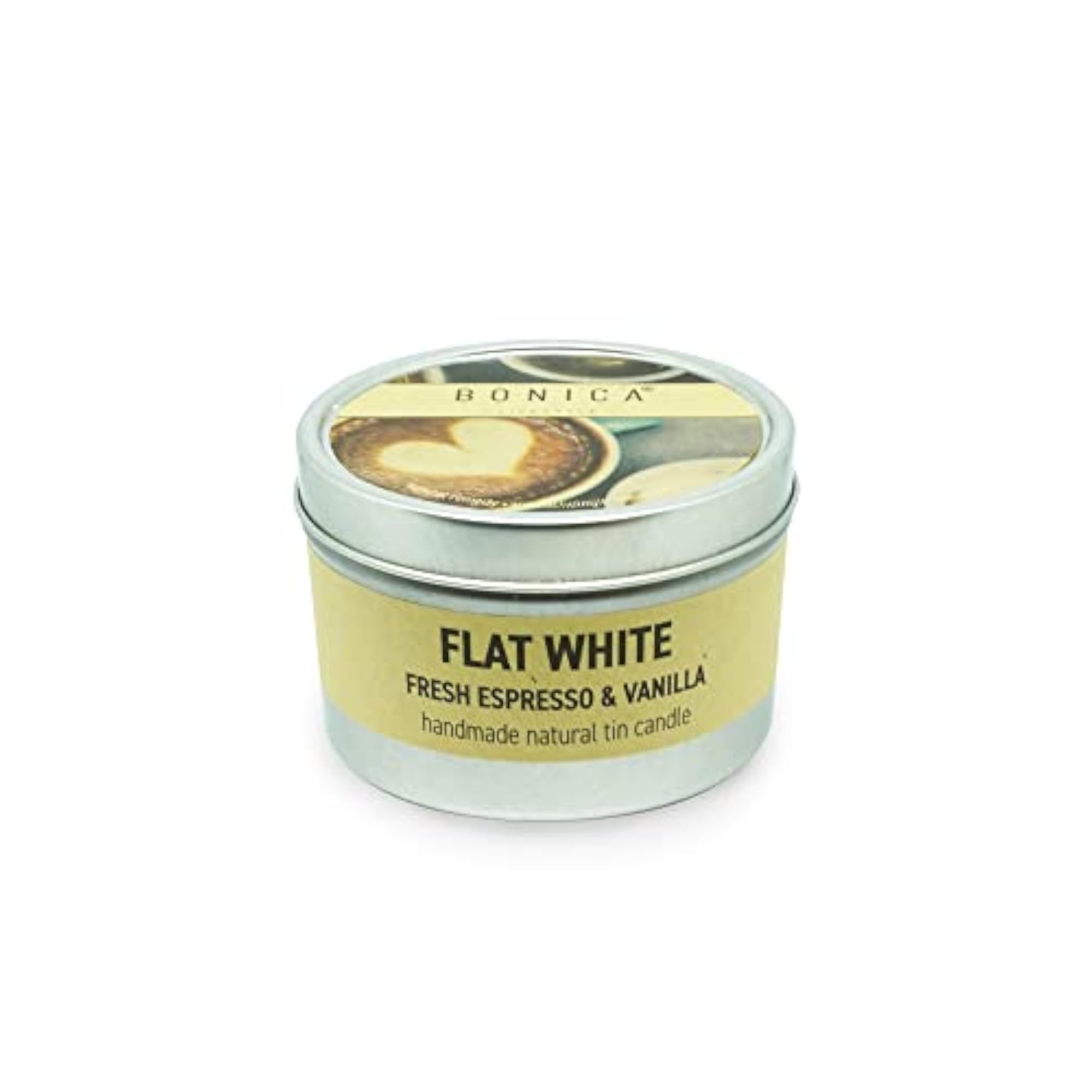 Flat White Scented Candle - Organic Tin Candle by Aromatherapists