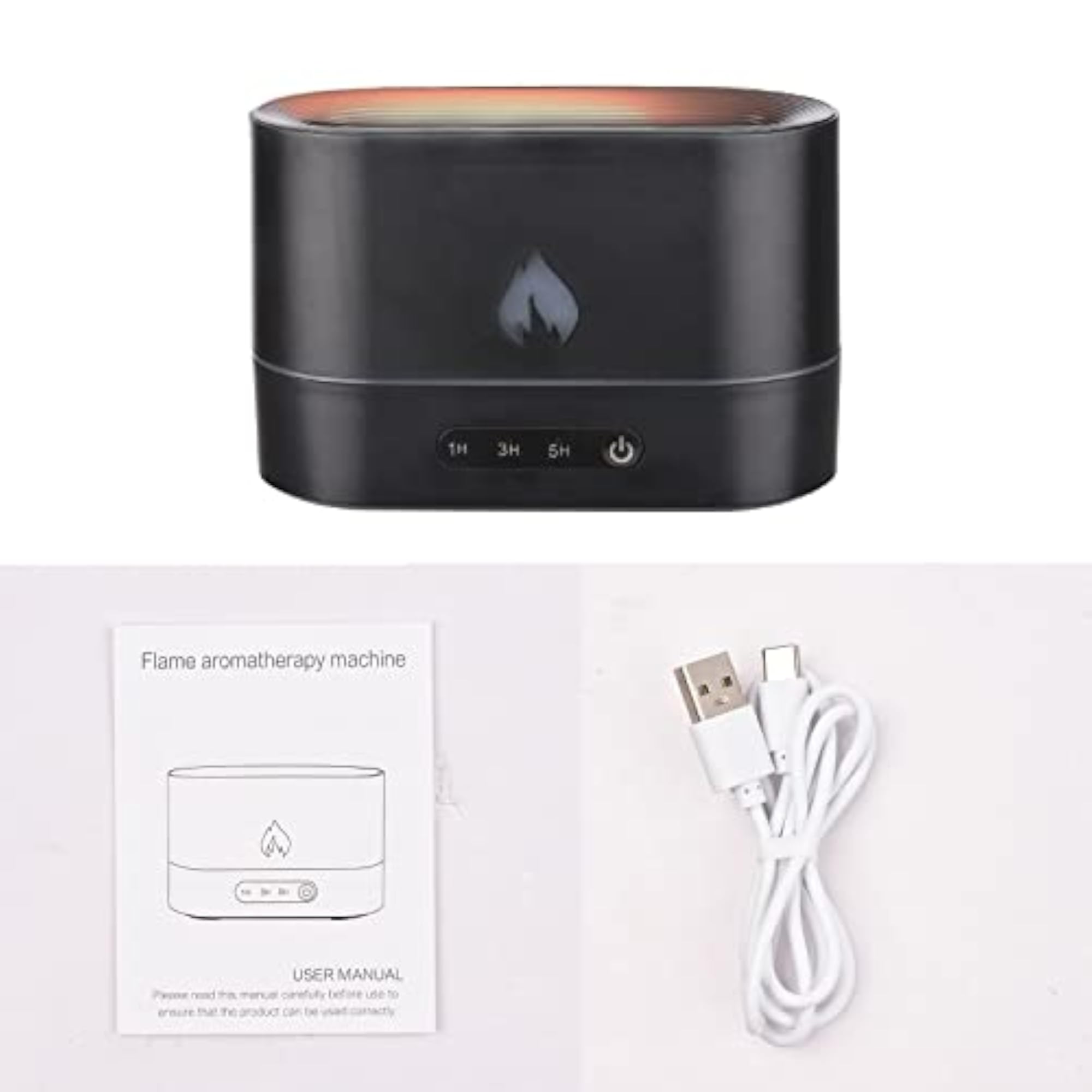EXCLUZO 250mL Simulation Flame Mist Humidifier with Night Light