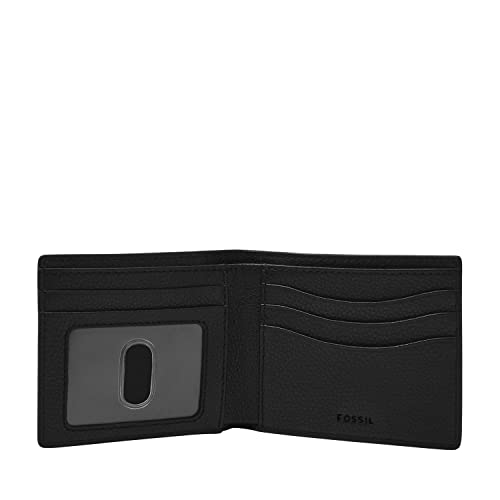 Image of Fossil Men's Anderson Leather Slim Minimalist Bifold Front Pocket Wallet, Black, (Model: ML4577001)
