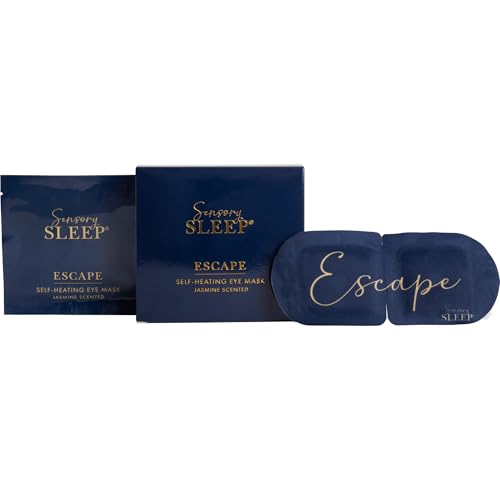 Sensory Retreats Escape Self Heating Eye Mask - Single-Use Mask, Jasmine Scented Heated Eye Mask, Soothing Disposable Sleep Masks with Heat - Ideal Warming Eye-mask for Travel - Single Pack