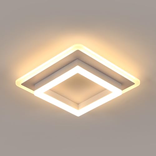 SENQIU Plafonnier LED Carré, 30W 3375LM Luminaire Plafonnier LED Blanc, Blanc Chaud 3000K Éclairage Intérieur, Lampe de Plafond Moderne pour Couloir Cuisine...