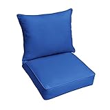 Sorra Home Sunbrella Deep Seating Cushion Set - Outdoor Chair Pad & Back Pillow,...
