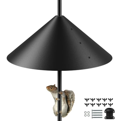 19 Inch Metal Squirrel Baffle for Bird Feeder Pole, Squirrel Proof for Bird Feeder, Bird House Guard for Shepherd’s Hook, Raccoon Stopper, Rust Chew Proof Heavy Duty