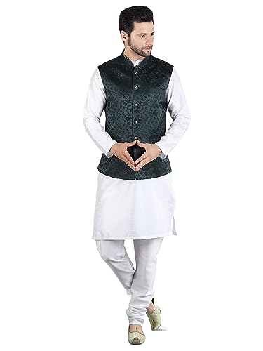 Image of Uri and MacKenzie Men's Silk Blend Kurta Pajama with Designer Ethnic Nehru Jacket /Modi Jacket