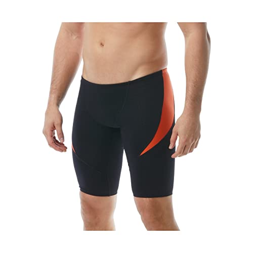 TYR Men's Hexa Curve Splice Jammer Swimsuit, Black/Orange, 30
