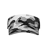 Womens Sun Visor Hat Army Camouflage Grey Camo Sun Visors for Women Summer Packable Ponytail Beach H