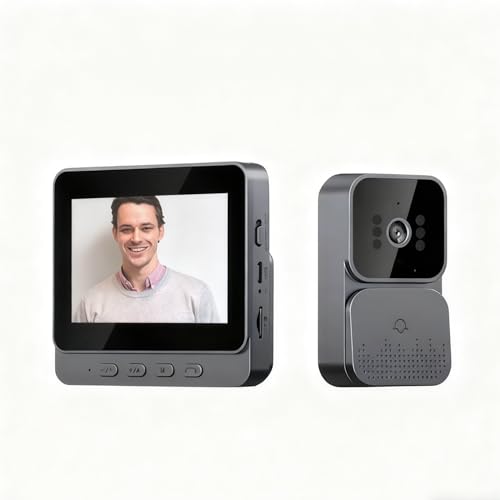 TKMARS Video Doorbell Wireless with Display, 2-Way Intercom Night Vision Video Doorbell with Monitor 2.4G Bluetooth Connectivity Doorbell Camera Wireless No Monthly Fee,No WIFI Required,No APP