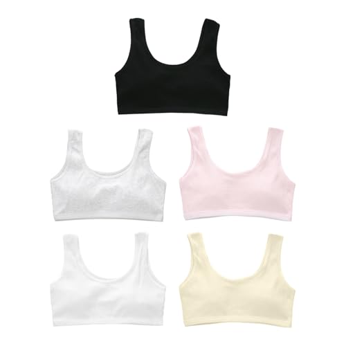 5 Piezas Para Chalecos Para Niñas, Sujetador Deportivo De Algodón, Chaleco De Entrenamiento, Ropa Interior Deportiva Infantil.
