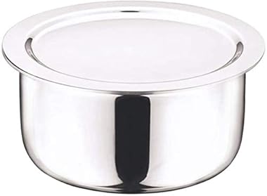 Satisfactory Nation Stainless Steel Patila Tope Topia Bhaguna Round Patila 3 Liter Patila with Lid and Steel Jali Net Cover